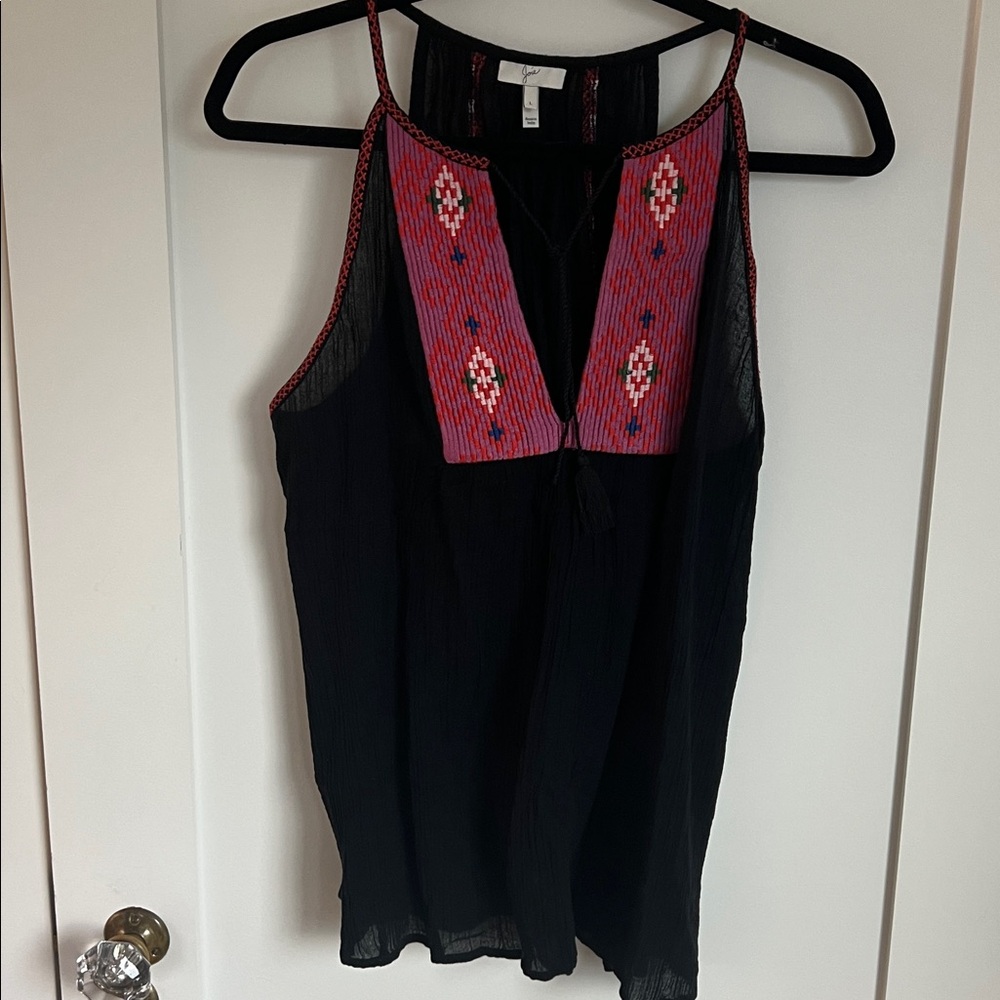 🕶️Joie Clea Embroidered Sheer Gauze Tie Tank Top - Picture 2 of 8